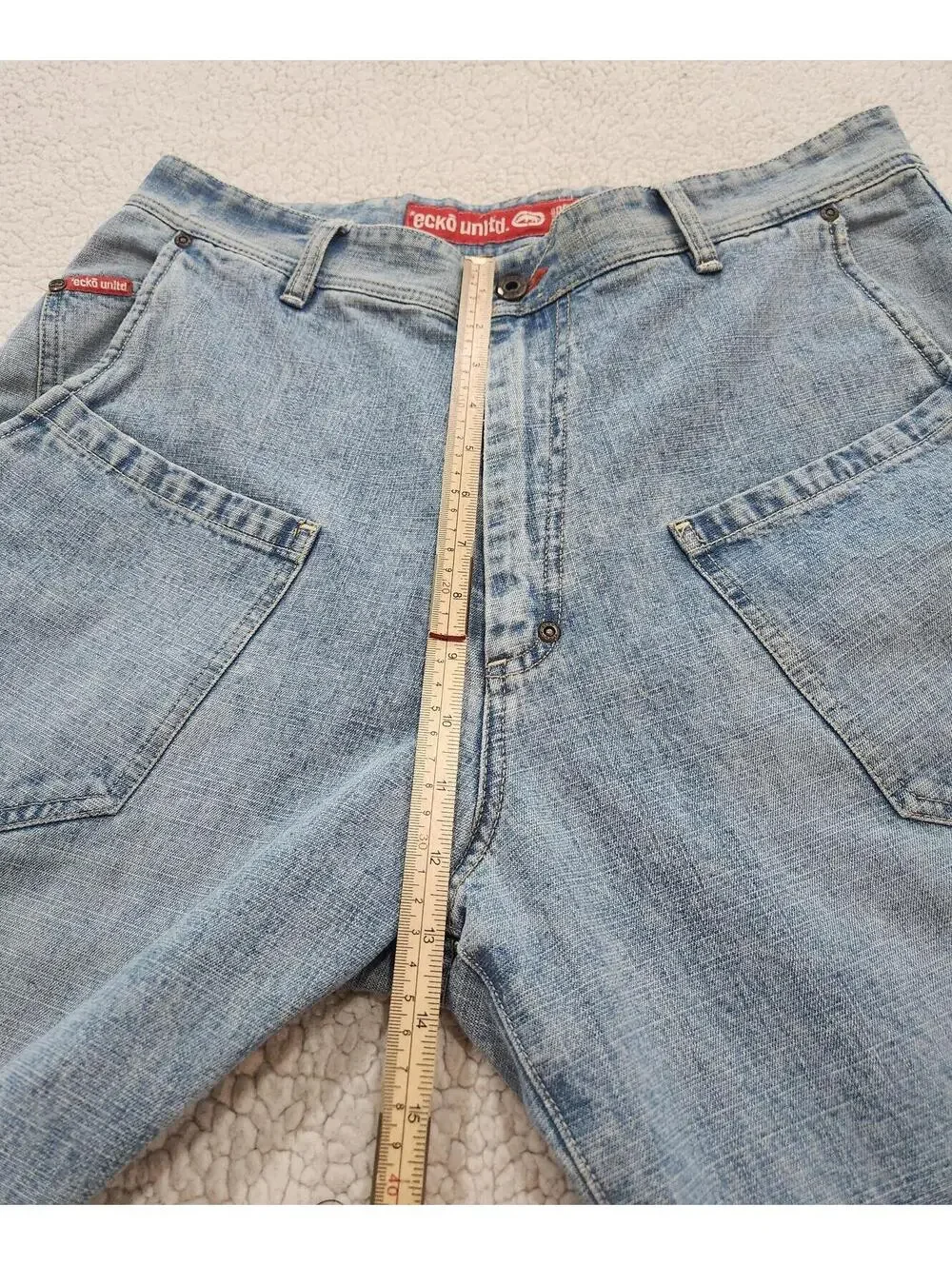 Vintage Ecko Unltd Jeans 40x32 Light Wash Baggy Y2K Raw Denim Skater Cotton RARE